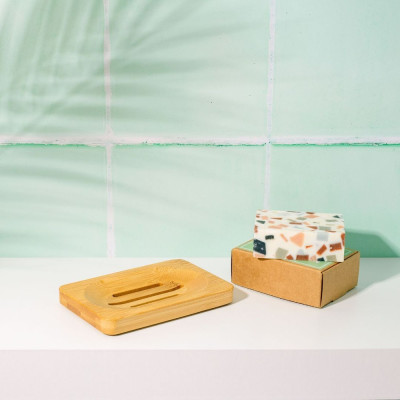 Recatangle Bamboo Bar Drainer Dish by COOKI HAIRCARE