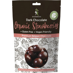 Dark Chocolate Organic Strawberries 125g by DR SUPERFOODS