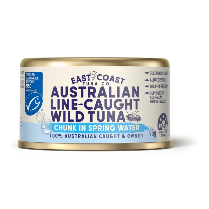 Australian Line-Caught Wild Tuna In Spring Water 95g by EAST COAST TUNA CO Australian Line-Caught Wild Tuna In Spring Water 95g by EAST COAST TUNA CO