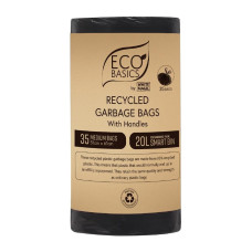 Recycled Garbage Bags with Handles - Medium (20L) 35 Bags by ECO BASICS