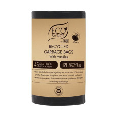 Recycled Garbage Bags with Handles - Small (12L) 45 Bags by ECO BASICS