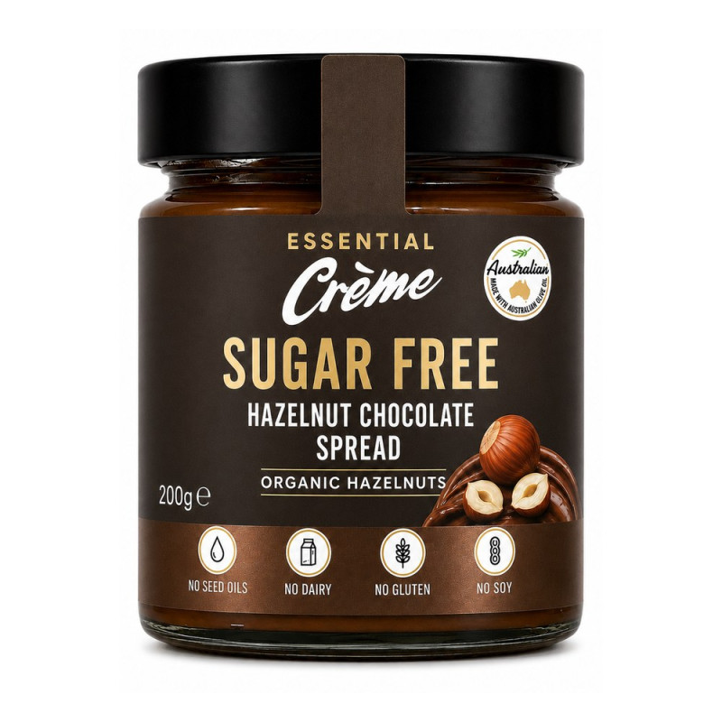 Sugar Free Hazelnut Chocolate Spread 200g by ESSENTIAL CREME Sugar Free Hazelnut Chocolate Spread 200g by ESSENTIAL CREME