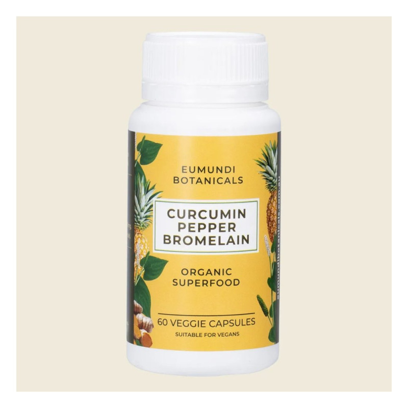 Curcumin Pepper Bromelain Capsules (60) by EUMUNDI BOTANICALS Curcumin Pepper Bromelain Capsules (60) by EUMUNDI BOTANICALS