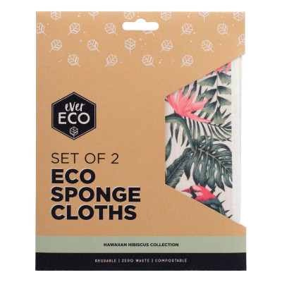 Eco Sponge Cloths (2 Pack) - Hawaiian Hibiscus by EVER ECO