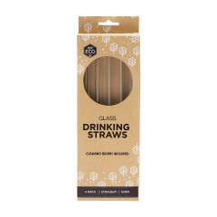 Glass Drinking Straws Straight - 4 Pack + Brush by EVER ECO