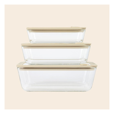 Glass Food Containers Oatmeal 3pk by EVER ECO