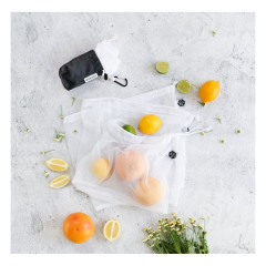 Large Reusable Recycled Polyester Mesh Produce Bags + Storage Pouch (4 Pack) by EVER ECO