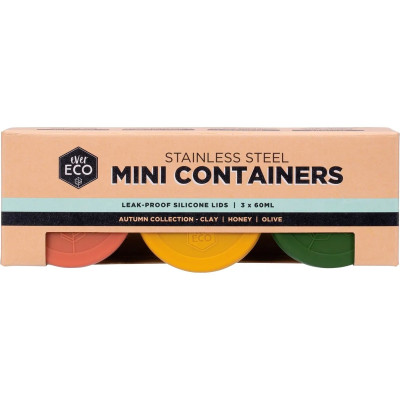 Stainless Steel Mini Containers Autumn (3 x 60ml) by EVER ECO