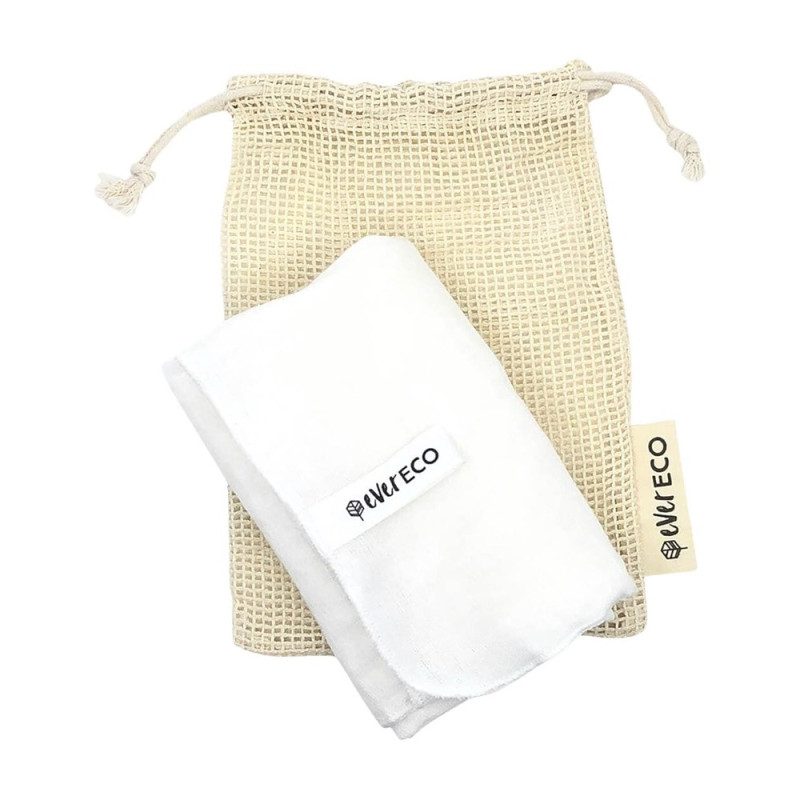 Muslin Facial Cloths with Cotton Wash Bag (2 pack) by EVER ECO Muslin Facial Cloths with Cotton Wash Bag (2 pack) by EVER ECO