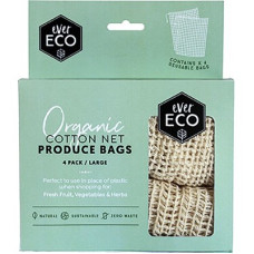Organic Cotton Net Produce Bags (4 Pack) by EVER ECO