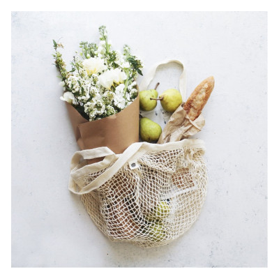 Organic Cotton Net Tote Bag Long Handle (1) by EVER ECO
