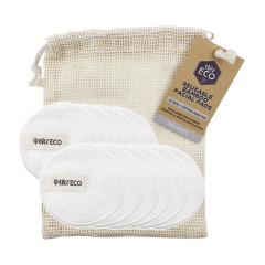 Reusable Bamboo Facial Pads (White) + Wash Bag (10) by EVER ECO