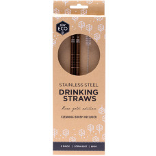 Rose Gold Straws Straight - 2 Pack + Brush by EVER ECO