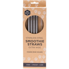 Stainless Steel Smoothie Straws Straight (4 Pack) + Bonus Cleaning Brush by EVER ECO