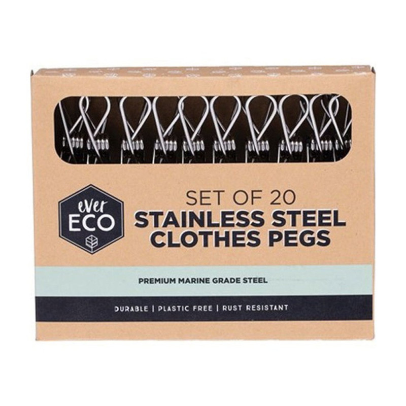 Stainless Steel Clothes Pegs - Premium Marine Grade (20) by EVER ECO Stainless Steel Clothes Pegs - Premium Marine Grade (20) by EVER ECO