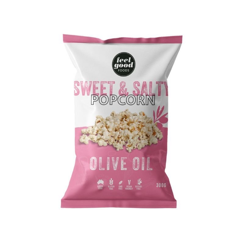 Sweet & Salty Popcorn - Olive Oil 300g by FEEL GOOD FOODS Sweet & Salty Popcorn - Olive Oil 300g by FEEL GOOD FOODS