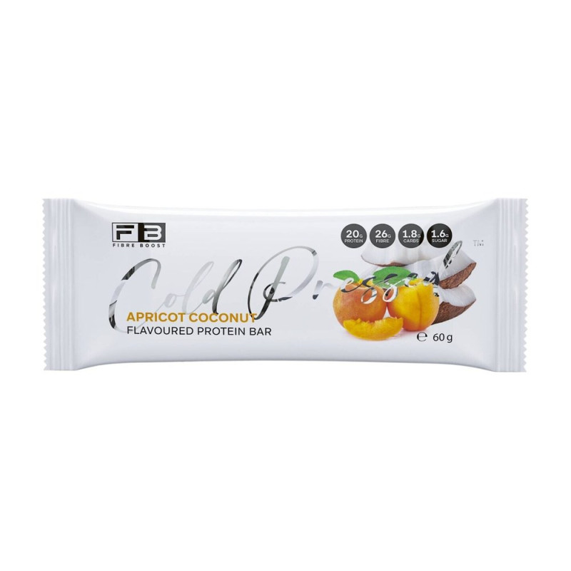 Cold Pressed Whey Protein Bar Apricot Coconut 60g by FIBREBOOST Cold Pressed Whey Protein Bar Apricot Coconut 60g by FIBREBOOST