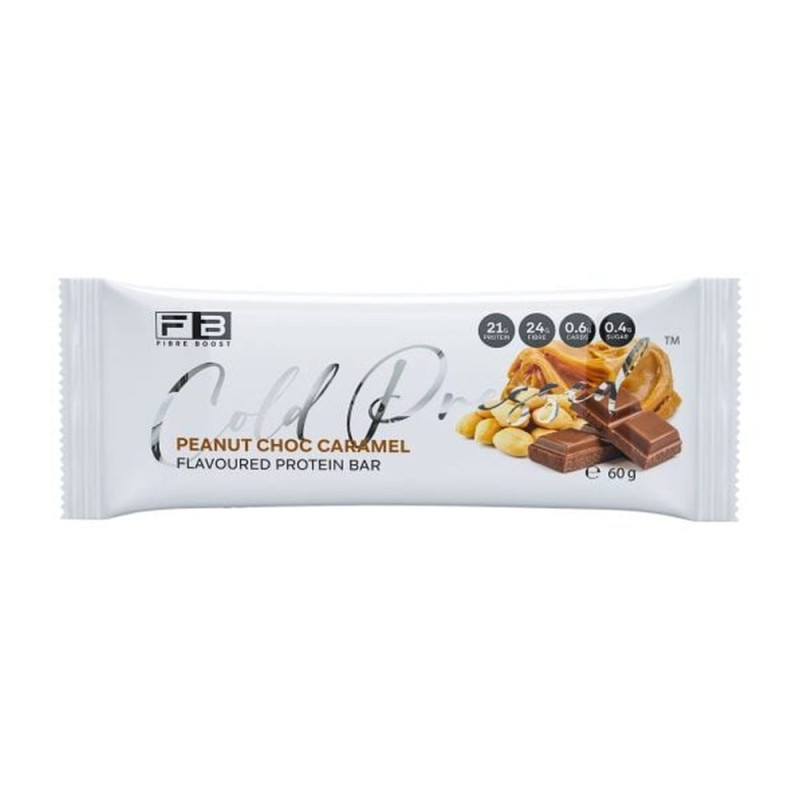 Cold Pressed Whey Protein Bar Peanut Choc Caramel 60g by FIBREBOOST Cold Pressed Whey Protein Bar Peanut Choc Caramel 60g by FIBREBOOST