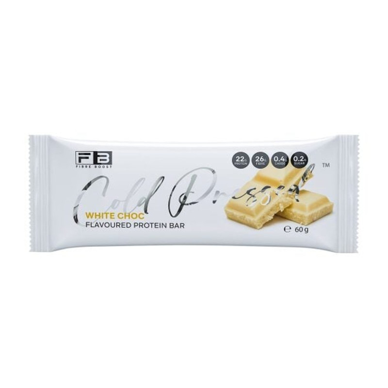 Cold Pressed Whey Protein Bar White Choc 60g by FIBREBOOST Cold Pressed Whey Protein Bar White Choc 60g by FIBREBOOST