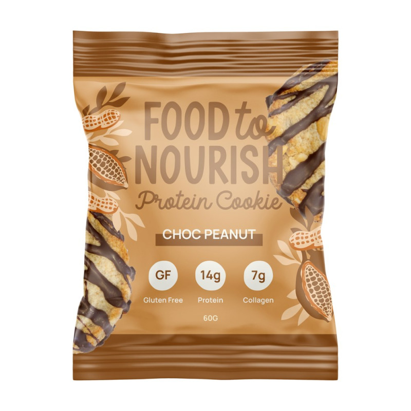 Protein Cookie with Collagen - Choc Peanut 60g by FOOD TO NOURISH Protein Cookie with Collagen - Choc Peanut 60g by FOOD TO NOURISH