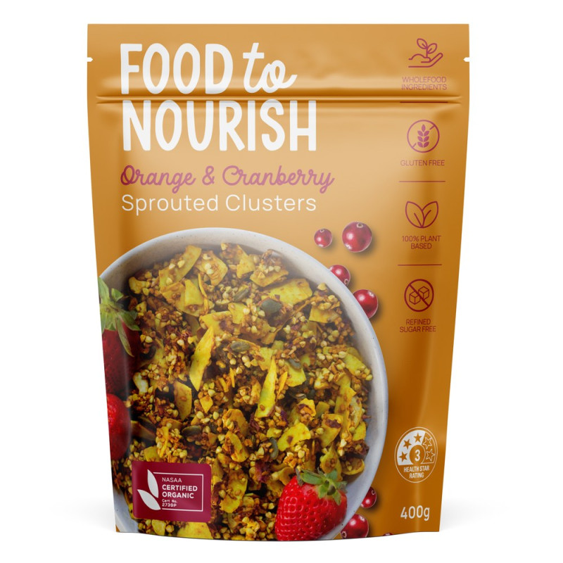 Sprouted Clusters Orange & Cranberry 400g by FOOD TO NOURISH Sprouted Clusters Orange & Cranberry 400g by FOOD TO NOURISH