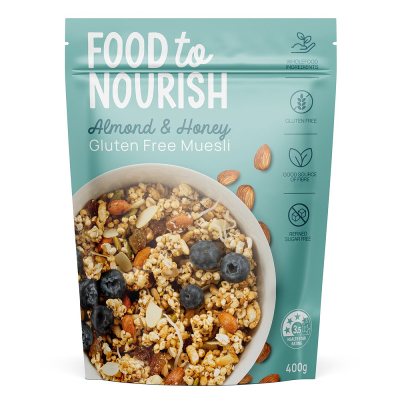 Gluten Free Muesli - Almond & Honey 400g by FOOD TO NOURISH Gluten Free Muesli - Almond & Honey 400g by FOOD TO NOURISH