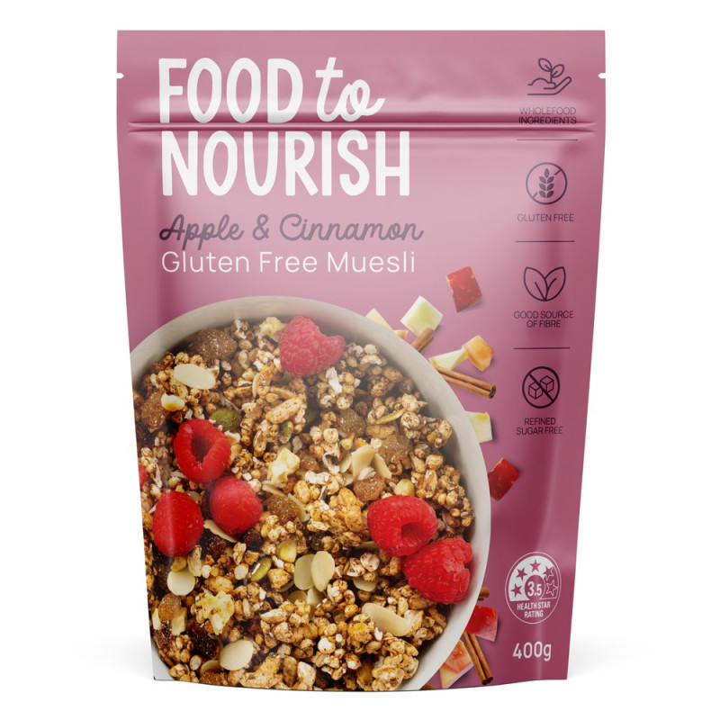 Gluten Free Muesli - Apple & Cinnamon 400g by FOOD TO NOURISH Gluten Free Muesli - Apple & Cinnamon 400g by FOOD TO NOURISH