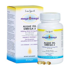 Mega Omega Algae Oil Omega-3 DHA Capsules (60) by FREE SPIRIT GROUP