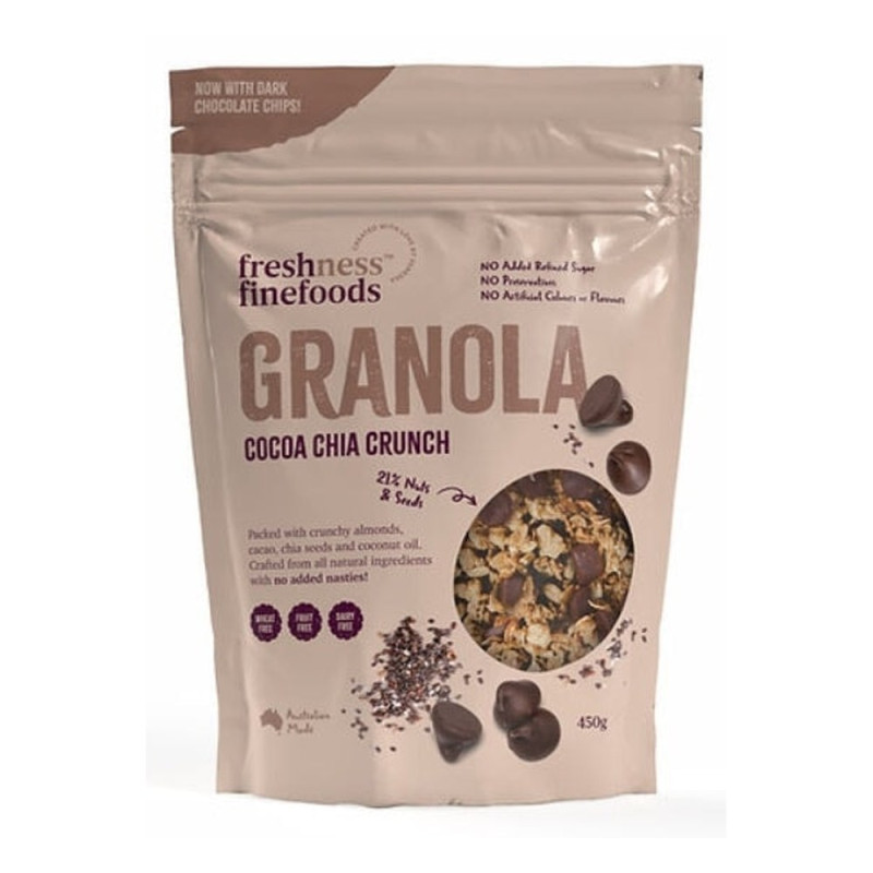 Cocoa Chia Crunch Granola 370g by FRESHNESS FINEFOODS Cocoa Chia Crunch Granola 370g by FRESHNESS FINEFOODS