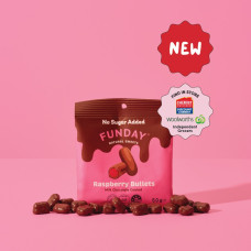 Milk Chocolate Coated Raspberry Bullets No Added Sugar 50g by FUNDAY