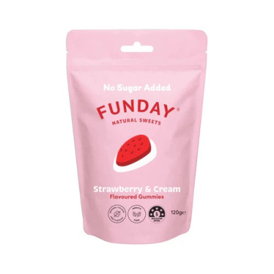 Strawberry & Cream Gummies No Added Sugar 120g by FUNDAY