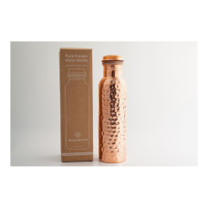 Copper Water Bottle Traditional Hammered 950ml Simple Elegance by GOODLY GOSH