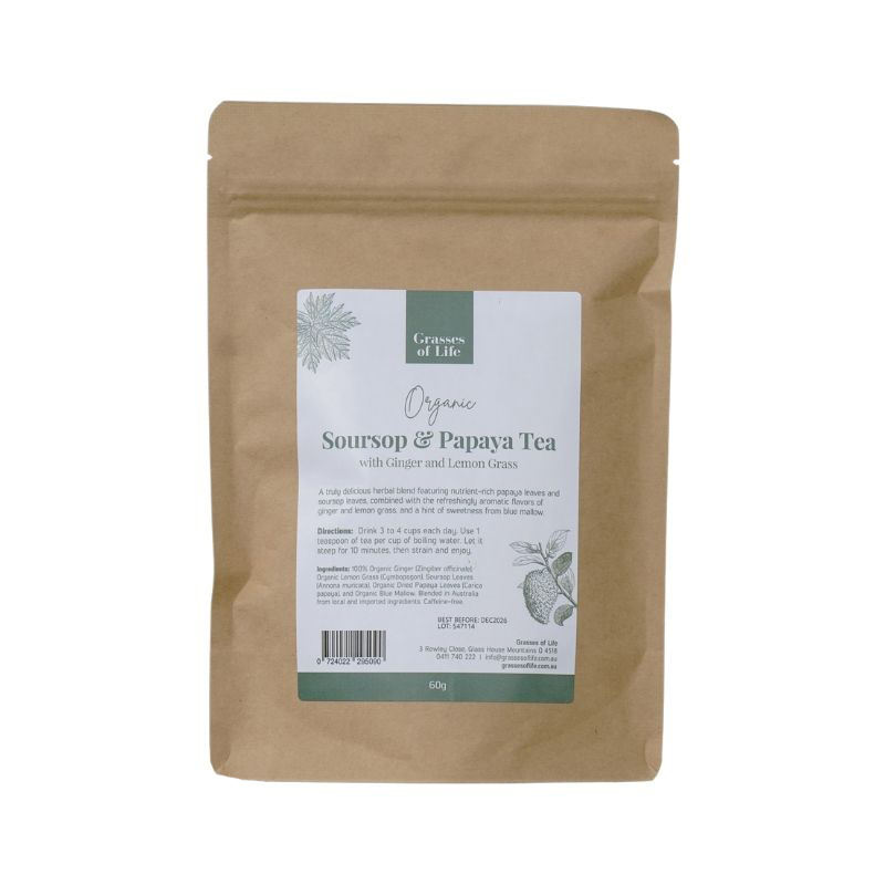 Soursop & Papaya Leaf Tea 60g by GRASSES OF LIFE Soursop & Papaya Leaf Tea 60g by GRASSES OF LIFE