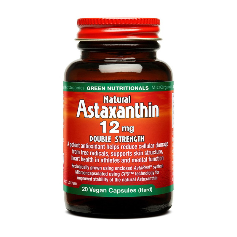 Astaxanthin 12mg (20 Capsules) by GREEN NUTRITIONALS Astaxanthin 12mg (20 Capsules) by GREEN NUTRITIONALS