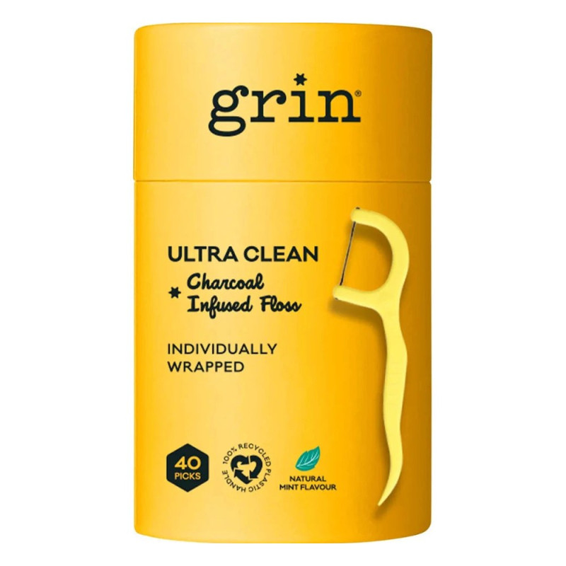 Ultra Clean Floss Picks Charcoal Infused (40) by GRIN Ultra Clean Floss Picks Charcoal Infused (40) by GRIN