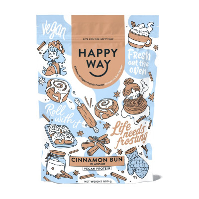 Vegan Protein Cinnamon Bun 500g by HAPPY WAY