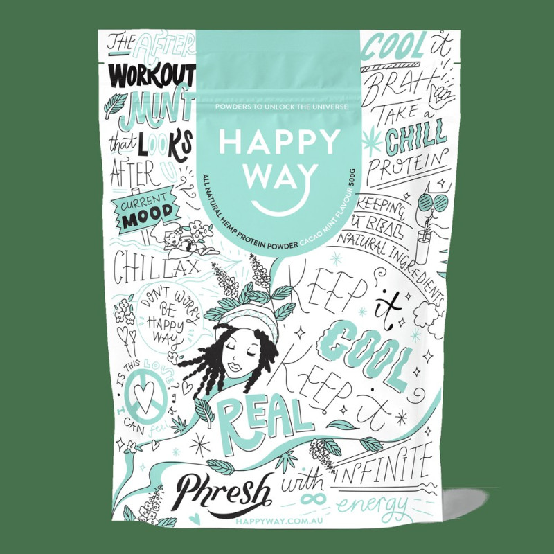 Hemp Protein Powder Cacao Mint 500g by HAPPY WAY Hemp Protein Powder Cacao Mint 500g by HAPPY WAY