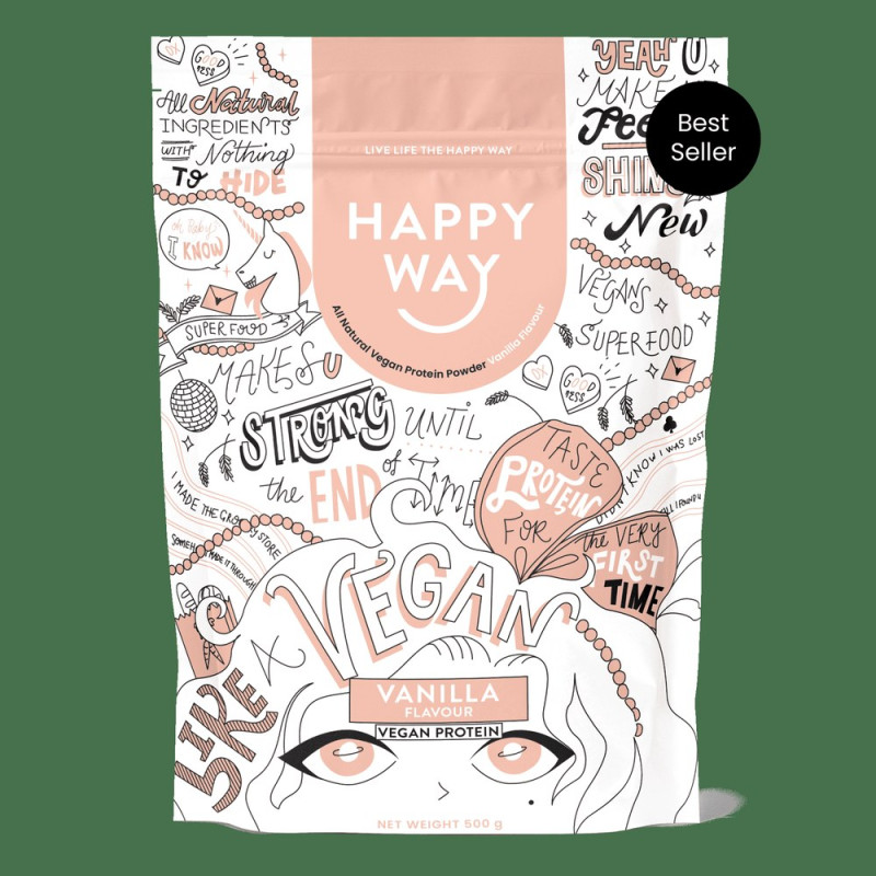 Vegan Protein Powder Vanilla 1kg by HAPPY WAY Vegan Protein Powder Vanilla 1kg by HAPPY WAY