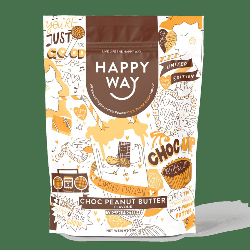 Vegan Protein Choc Peanut Butter 500g by HAPPY WAY