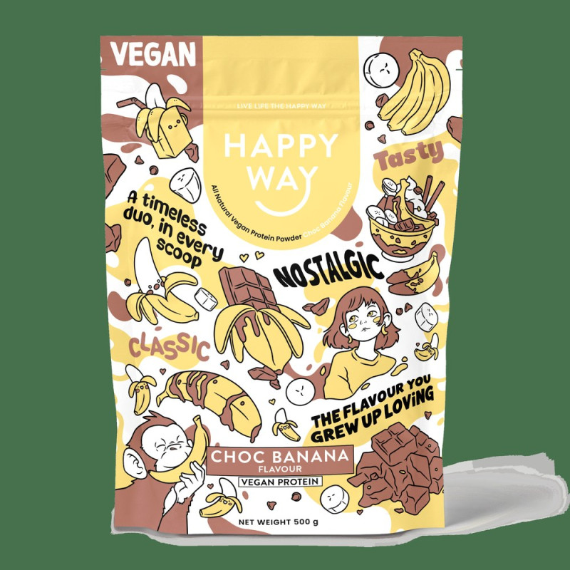 Vegan Protein Choc Banana 500g by HAPPY WAY Vegan Protein Choc Banana 500g by HAPPY WAY