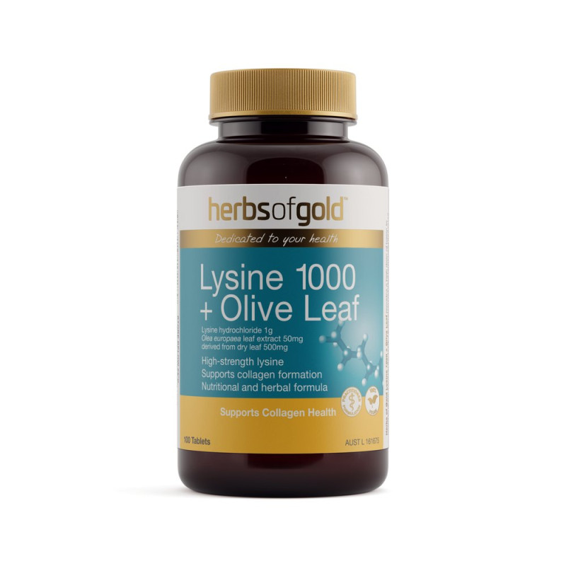 Lysine 1000 + Olive Leaf Tablets (100) by HERBS OF GOLD Lysine 1000 + Olive Leaf Tablets (100) by HERBS OF GOLD