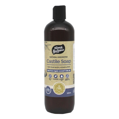 Natural Unscented Castile Soap 500ml by HONEST TO GOODNESS