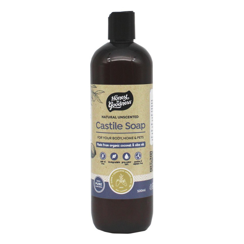 Natural Unscented Castile Soap 500ml by HONEST TO GOODNESS