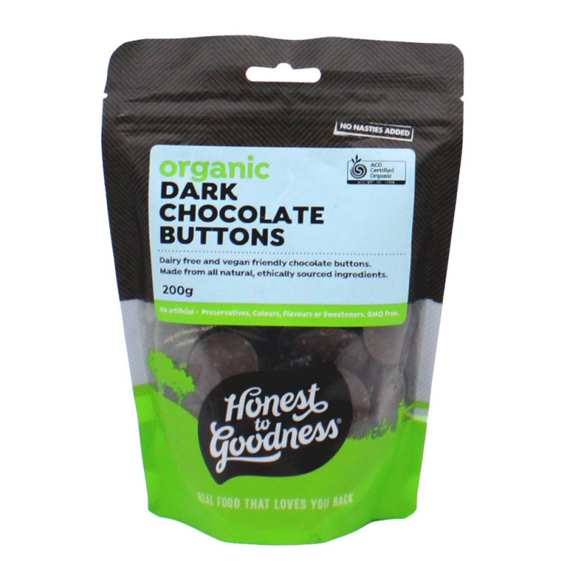Organic Dark Chocolate Buttons 70% 200g by HONEST TO GOODNESS Organic Dark Chocolate Buttons 70% 200g by HONEST TO GOODNESS