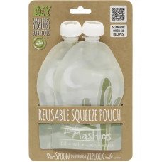 Reusable Squeeze Pouch 130ml (Cactus Twinpack) by LITTLE MASHIES