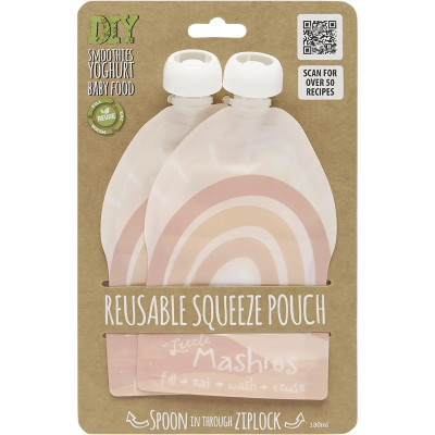 Reusable Squeeze Pouch 130ml (Rainbow Twinpack) by LITTLE MASHIES