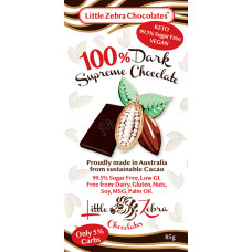100% Dark Supreme Chocolate 85g by LITTLE ZEBRA CHOCOLATES