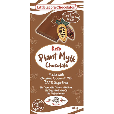 Keto Plant Mylk Chocolate 85g by LITTLE ZEBRA CHOCOLATES
