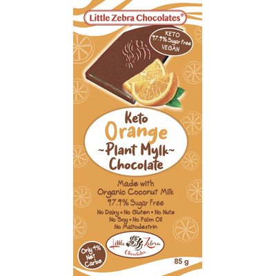 Keto Plant Mylk Chocolate Orange 85g by LITTLE ZEBRA CHOCOLATES