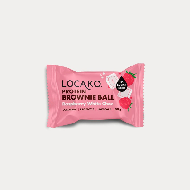 Protein Brownie Ball - Raspberry White Choc 30g by LOCAKO Protein Brownie Ball - Raspberry White Choc 30g by LOCAKO